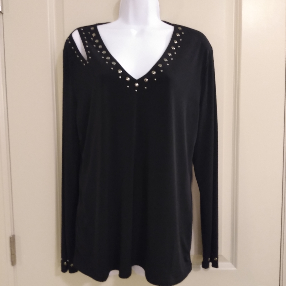 Inc black stud blouse